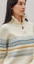 Fair Isle Quarter Zip Knit Sweater in Ivory - Women's Cardigans & Shrugs | Urban Daizy