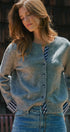 Plaid Trim Layered Button Cardigan Sweater in Grey - Women's Cardigans & Shrugs | Urban Daizy