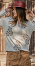 Floral Knit Henley Sweater with Button Placket in Ivory - Women's Sweaters | Urban Daizy