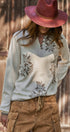 Floral Knit Henley Sweater with Button Placket in Ivory - Women's Sweaters | Urban Daizy