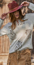 Floral Knit Henley Sweater with Button Placket in Ivory - Women's Sweaters | Urban Daizy