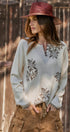 Floral Knit Henley Sweater with Button Placket in Ivory - Women's Sweaters | Urban Daizy