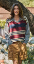 Striped Collared Rugby Sweater Knit Top in Burgundy - Women's Sweaters | Urban Daizy