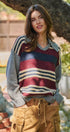 Striped Collared Rugby Sweater Knit Top in Burgundy - Women's Sweaters | Urban Daizy