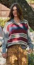 Striped Collared Rugby Sweater Knit Top in Burgundy - Women's Sweaters | Urban Daizy