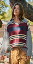 Striped Collared Rugby Sweater Knit Top in Burgundy - Women's Sweaters | Urban Daizy