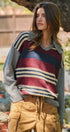 Striped Collared Rugby Sweater Knit Top in Burgundy - Women's Sweaters | Urban Daizy