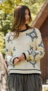 Geometric Folk Knit Crewneck Sweater in Ivory - Women's Sweaters | Urban Daizy