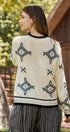 Geometric Folk Knit Crewneck Sweater in Ivory - Women's Sweaters | Urban Daizy
