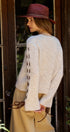 Slogan Embroidered Knit Sweater with Lace-Up Sleeves in Oatmeal - Women's Sweaters | Urban Daizy