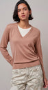 Layered Look V-Neck Twofer Knit Sweater in Dusty Clay - Women's Sweaters | Urban Daizy