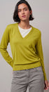 Layered Look V-Neck Twofer Knit Sweater in Olive Green - Women's Sweaters | Urban Daizy