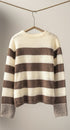 Rugby Striped Chunky Knit Crewneck Sweater in Brown - Women's Sweaters | Urban Daizy