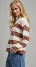 Rugby Striped Chunky Knit Crewneck Sweater in Brown - Women's Sweaters | Urban Daizy
