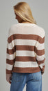 Rugby Striped Chunky Knit Crewneck Sweater in Brown - Women's Sweaters | Urban Daizy