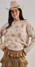 Western Cowboy Print Knit Pullover Sweater in Khaki - Women's Sweaters | Urban Daizy