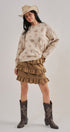 Western Cowboy Print Knit Pullover Sweater in Khaki - Women's Sweaters | Urban Daizy