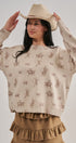 Western Cowboy Print Knit Pullover Sweater in Khaki - Women's Sweaters | Urban Daizy