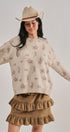 Western Cowboy Print Knit Pullover Sweater in Khaki - Women's Sweaters | Urban Daizy