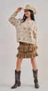 Western Cowboy Print Knit Pullover Sweater in Khaki - Women's Sweaters | Urban Daizy