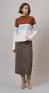 Color Block Mock Neck Oversized Pullover Sweater in Brown - Women's Sweaters | Urban Daizy
