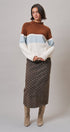 Color Block Mock Neck Oversized Pullover Sweater in Brown - Women's Sweaters | Urban Daizy
