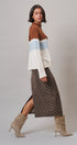 Color Block Mock Neck Oversized Pullover Sweater in Brown - Women's Sweaters | Urban Daizy