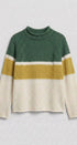 Color Block Mock Neck Oversized Pullover Sweater in Green - Women's Sweaters | Urban Daizy