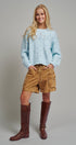 Pointelle Bobble Knit Sweater in Pastel Blue - Women's Sweaters | Urban Daizy