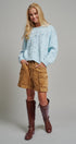 Pointelle Bobble Knit Sweater in Pastel Blue - Women's Sweaters | Urban Daizy