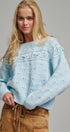 Pointelle Bobble Knit Sweater in Pastel Blue - Women's Sweaters | Urban Daizy