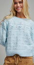 Pointelle Bobble Knit Sweater in Pastel Blue - Women's Sweaters | Urban Daizy