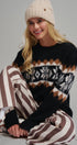 Fair Isle Snowflake Crew Neck Knit Sweater in Black - Women's Sweaters | Urban Daizy