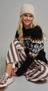 Fair Isle Snowflake Crew Neck Knit Sweater in Black - Women's Sweaters | Urban Daizy