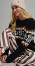 Fair Isle Snowflake Crew Neck Knit Sweater in Black - Women's Sweaters | Urban Daizy