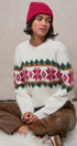 Fair Isle Snowflake Crew Neck Knit Sweater in Ivory - Women's Sweaters | Urban Daizy