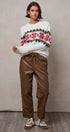Fair Isle Snowflake Crew Neck Knit Sweater in Ivory - Women's Sweaters | Urban Daizy