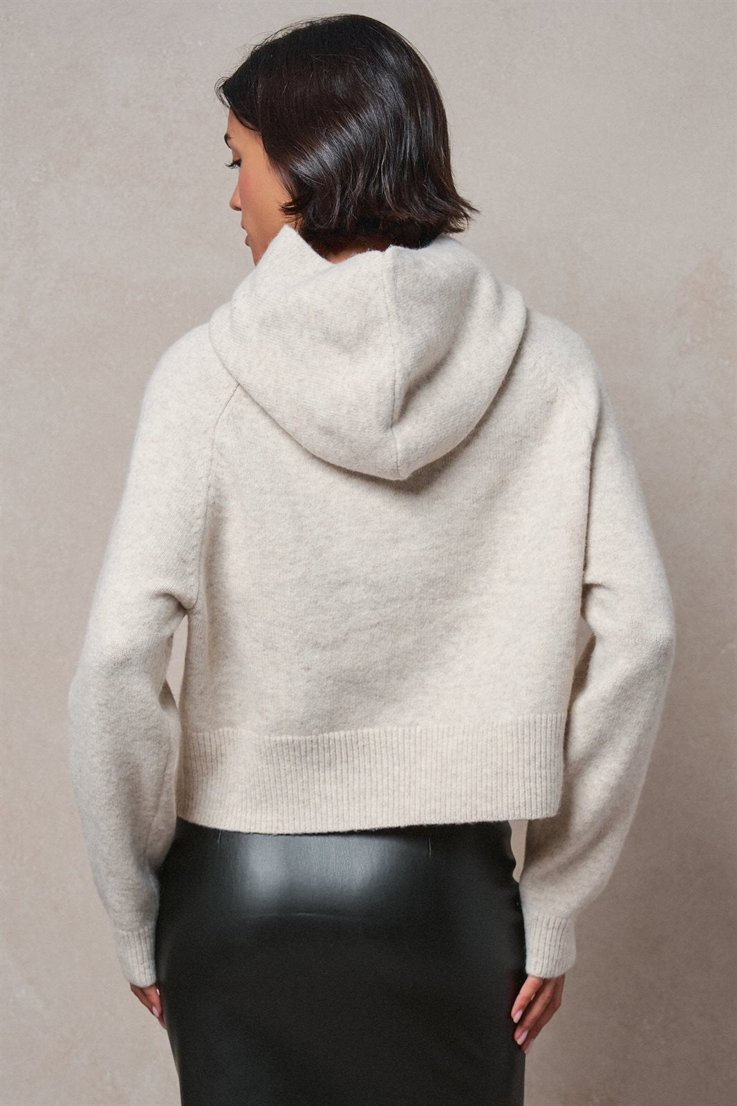 Future Mind Intarsia Knit Hoodie Sweater in Natural - Women's Sweaters | Urban Daizy