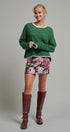 Contrast Trim Boho Knit Pullover Sweater in Green - Women's Sweaters | Urban Daizy