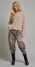 Contrast Trim Boho Knit Pullover Sweater in Khaki - Women's Sweaters | Urban Daizy