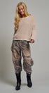 Contrast Trim Boho Knit Pullover Sweater in Khaki - Women's Sweaters | Urban Daizy