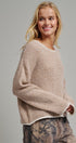Contrast Trim Boho Knit Pullover Sweater in Khaki - Women's Sweaters | Urban Daizy
