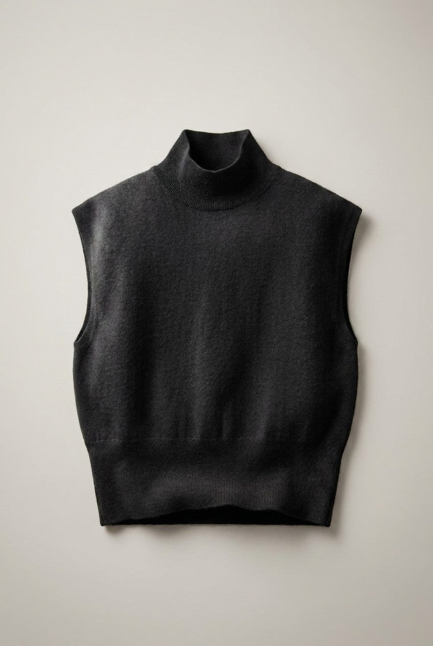 Mock Neck Sleeveless Blouson Knit Top in Black - Women's Sweaters | Urban Daizy