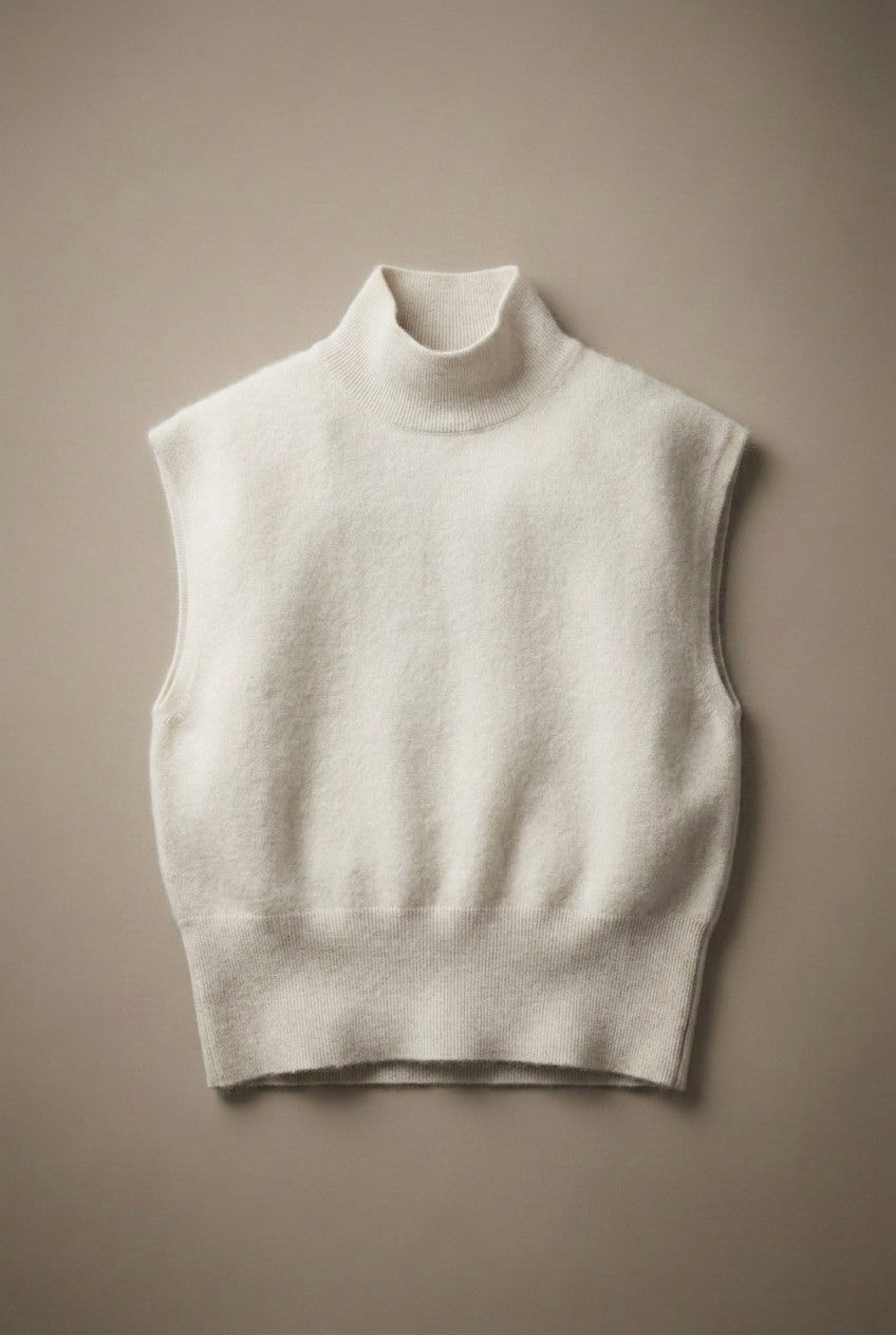 Mock Neck Sleeveless Blouson Knit Top in Ivory - Women's Sweaters | Urban Daizy