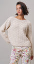 Pointelle Knit Sweater and Shawl Set in Natural - Women's Sweaters | Urban Daizy