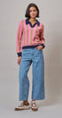 Sugar Rush Stripe Polo Sweater in Pink/taupe - Women's Sweaters | Urban Daizy