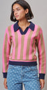 Sugar Rush Stripe Polo Sweater in Pink/taupe - Women's Sweaters | Urban Daizy