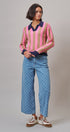 Sugar Rush Stripe Polo Sweater in Pink/taupe - Women's Sweaters | Urban Daizy