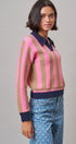 Sugar Rush Stripe Polo Sweater in Pink/taupe - Women's Sweaters | Urban Daizy