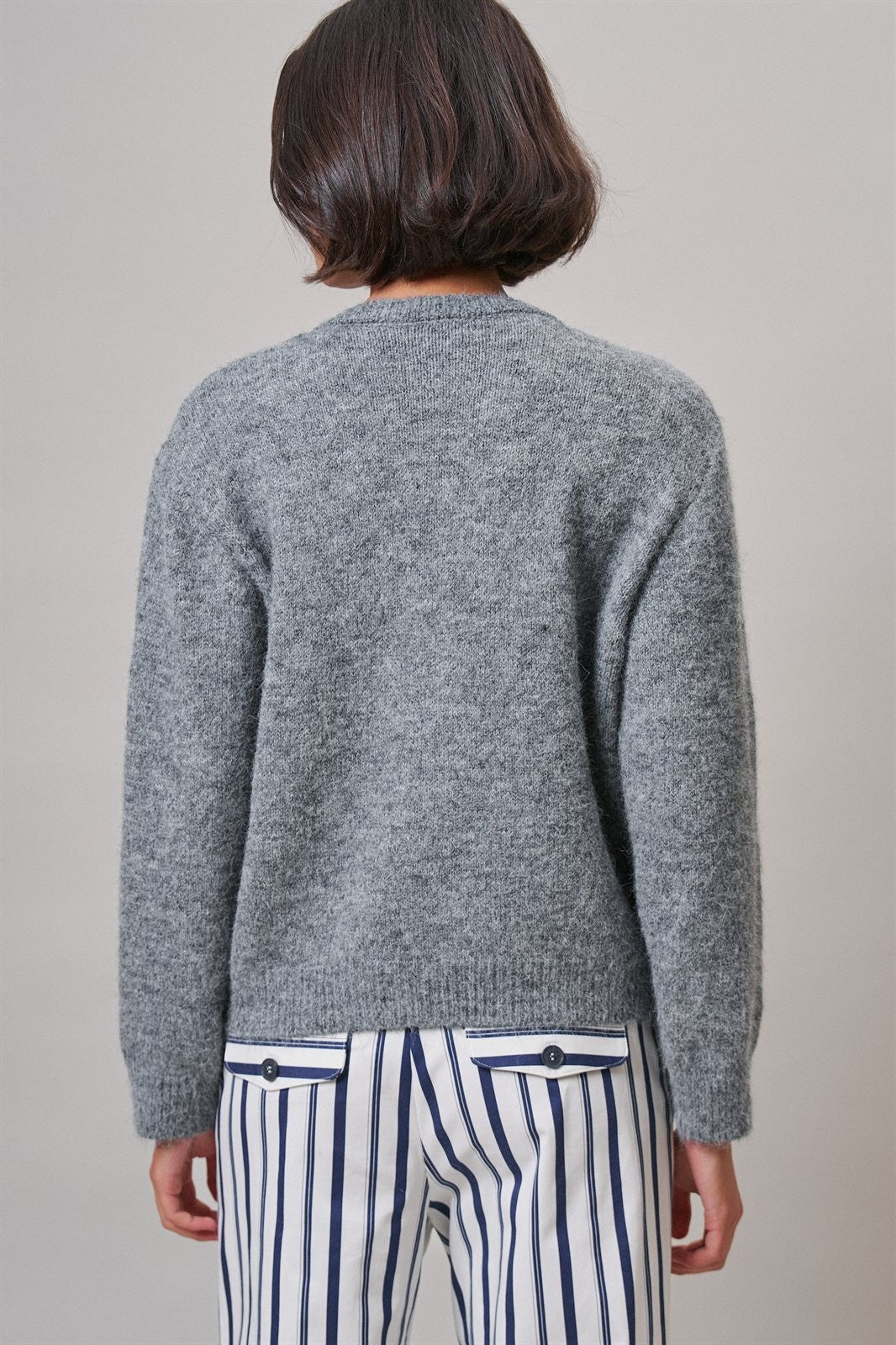 Prep School Argyle Knit Cardigan in Grey - Women's Cardigans & Shrugs | Urban Daizy